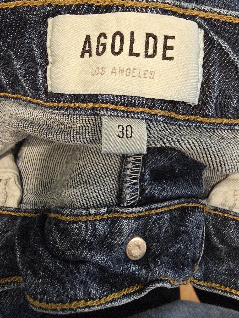 Agolde Riley Long High Rise Straight Leg Divided Jeans - Picture 7 of 8